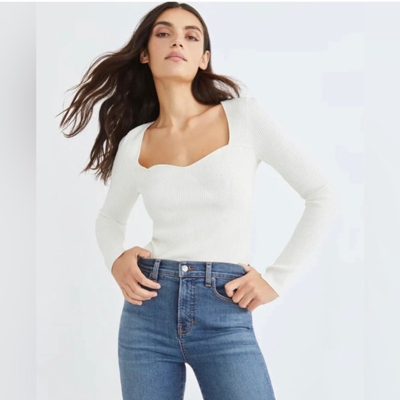 New Veronica Beard Gladys Ribbed Sweatheart Top - Picture 2 of 6